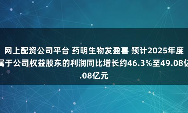 网上配资公司平台 药明生物发盈喜 预计2025年度归属于公司权益股东的利润同比增长约46.3%至49.08亿元